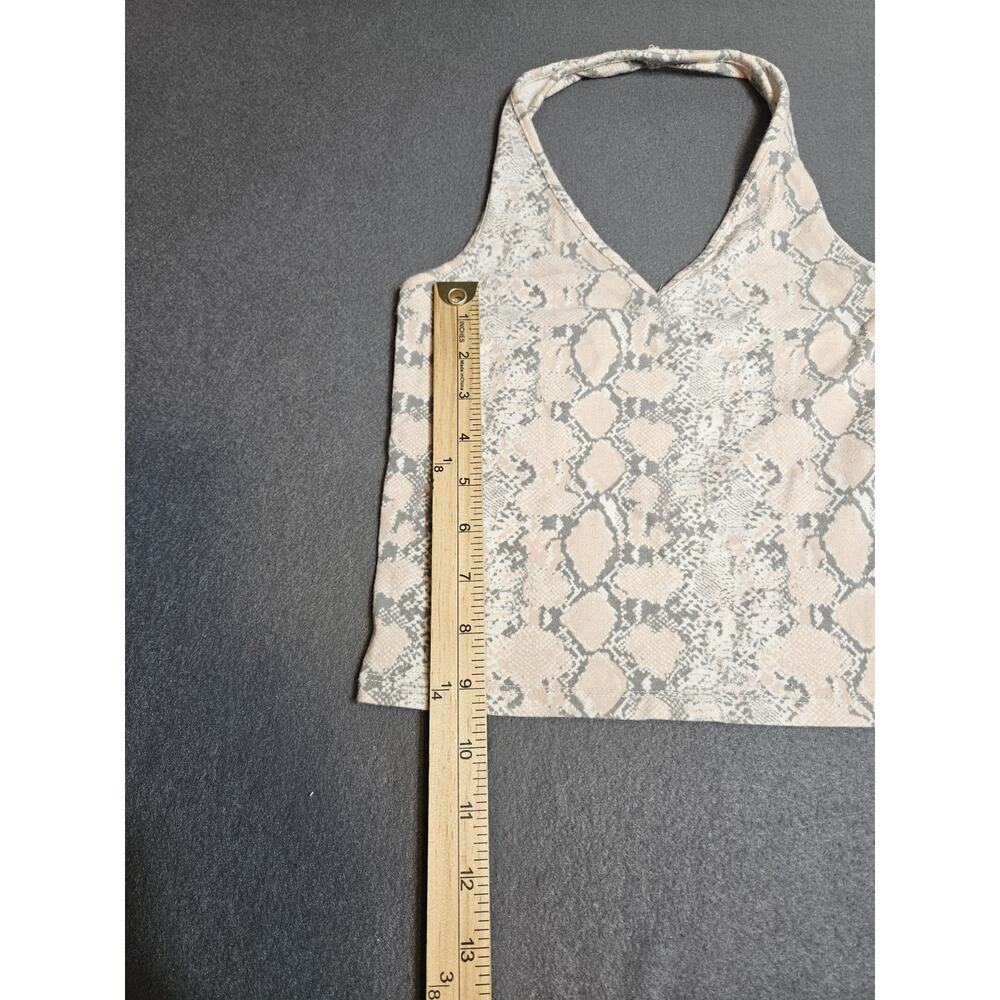 AMERICAN EAGLE HALTER TOP EXTRA SMALL GRAY PINK WHITE SNAKE SKIN PRINTED TANK - Picture 5 of 7
